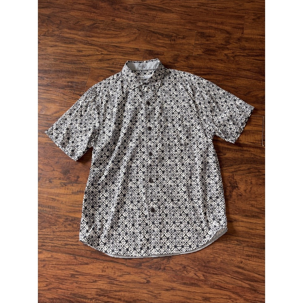 Tommy Bahama Island Zone button up silk Blend shirt Black/Gray Size medium
